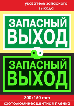 E23 указатель запасного выхода (ГОСТ 34428-2018, фотолюминесцентная пленка, 300х150 мм) - Знаки безопасности - Эвакуационные знаки - Магазин охраны труда Протекторшоп